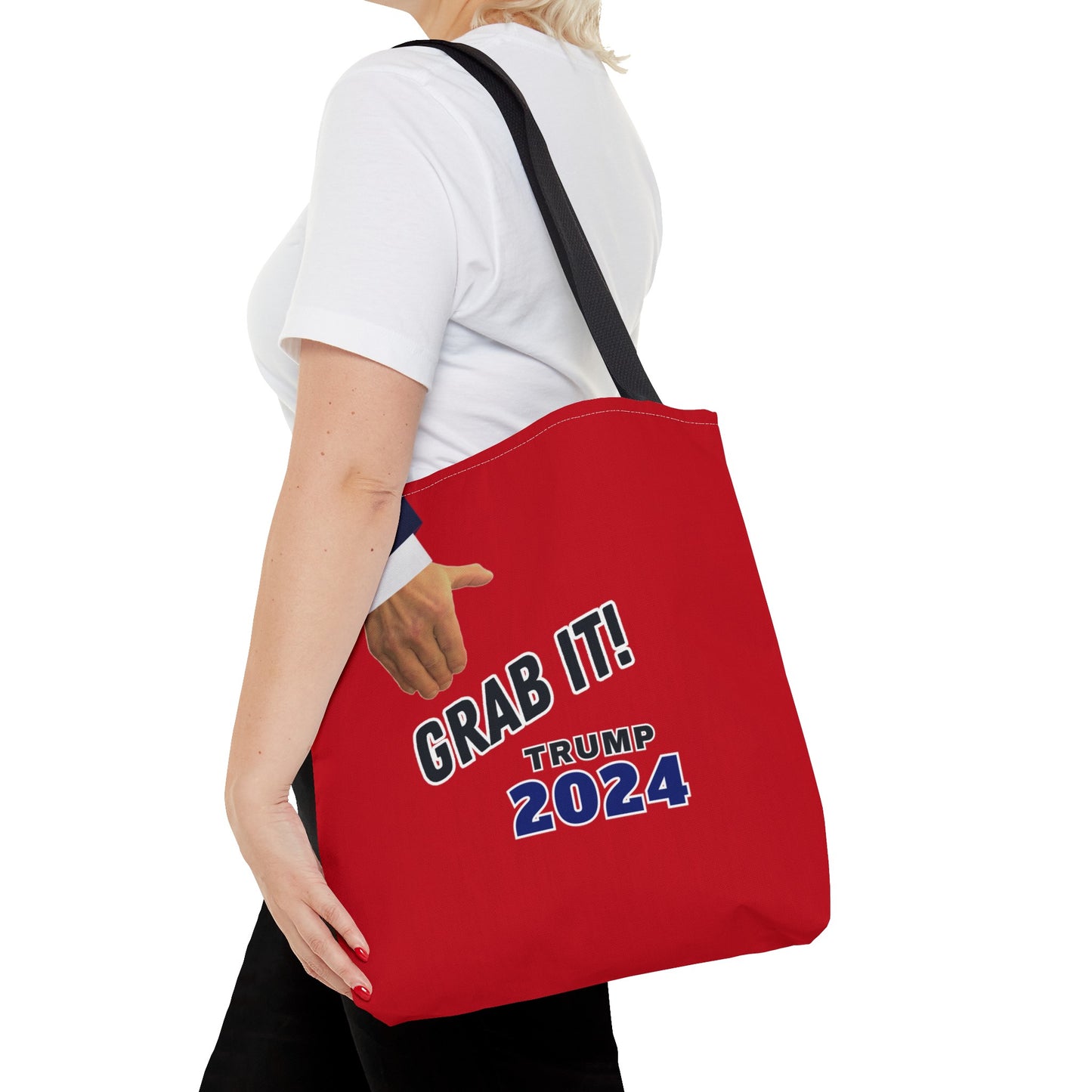 "Grab It! Trump 2024” Rally Tote Bag, Patriot Red, 16"x 16"