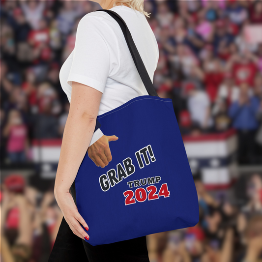 "Grab It! Trump 2024” Rally Tote Bag, Freedom Blue, 16"x 16"