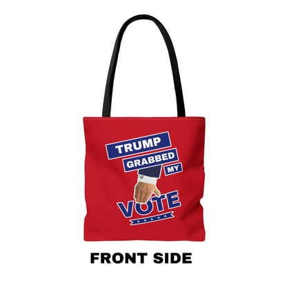 "Trump Grabbed My Vote" Rally Tote Bag, Patriot Red, 16"x16"