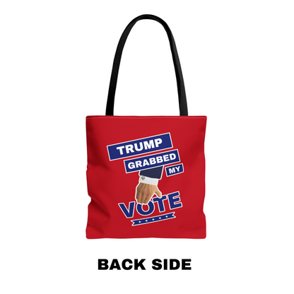 "Trump Grabbed My Vote" Rally Tote Bag, Patriot Red, 16"x16"