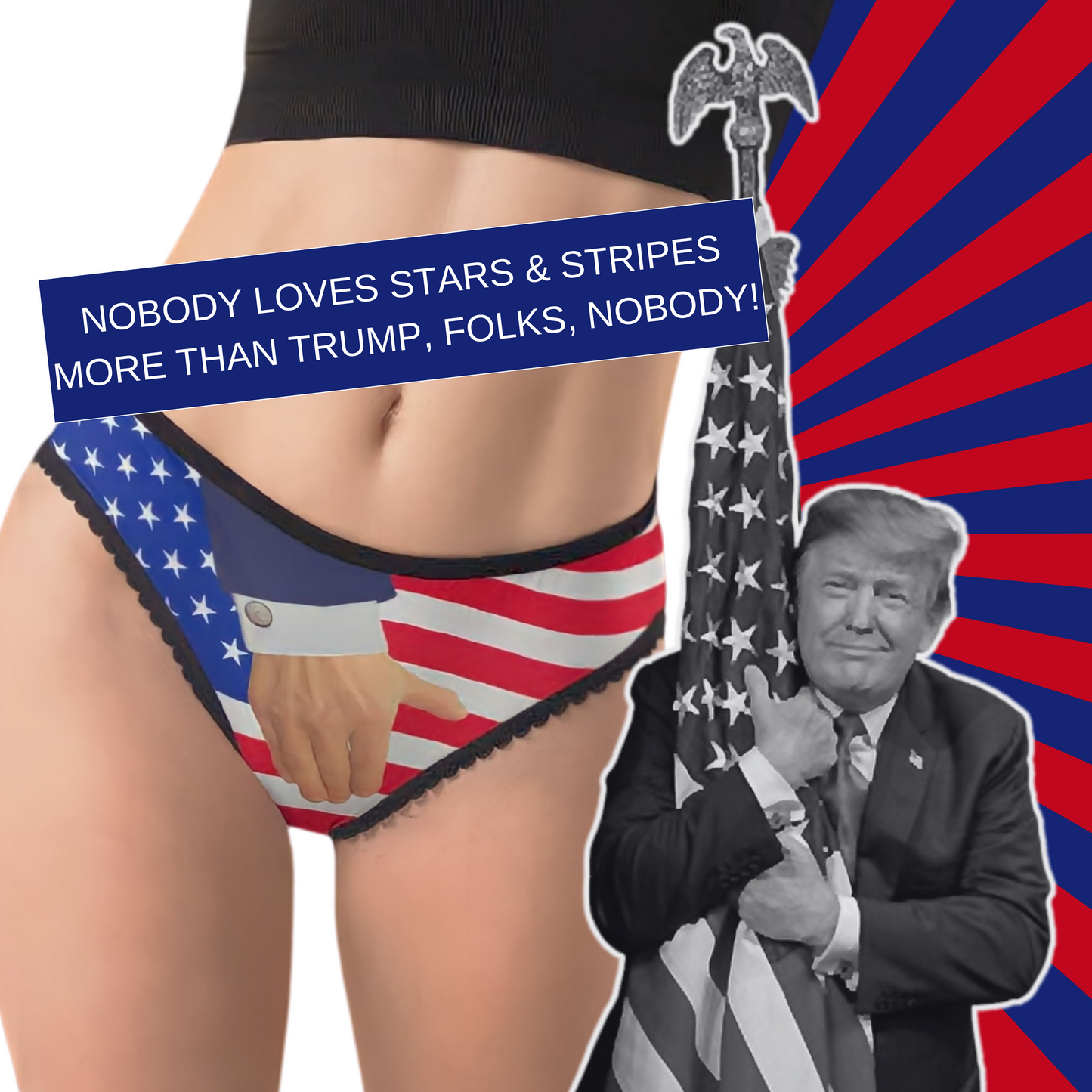 Grab It! Trump 2024, Women's Panty Brief Underwear, 'Star & Stripes'