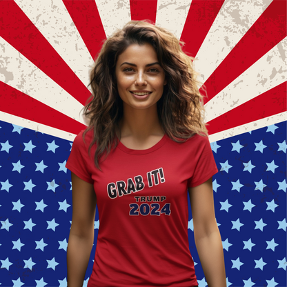 Rally Fitted T-Shirt, Grab It! Trump 2024, in 'Patriot Red'