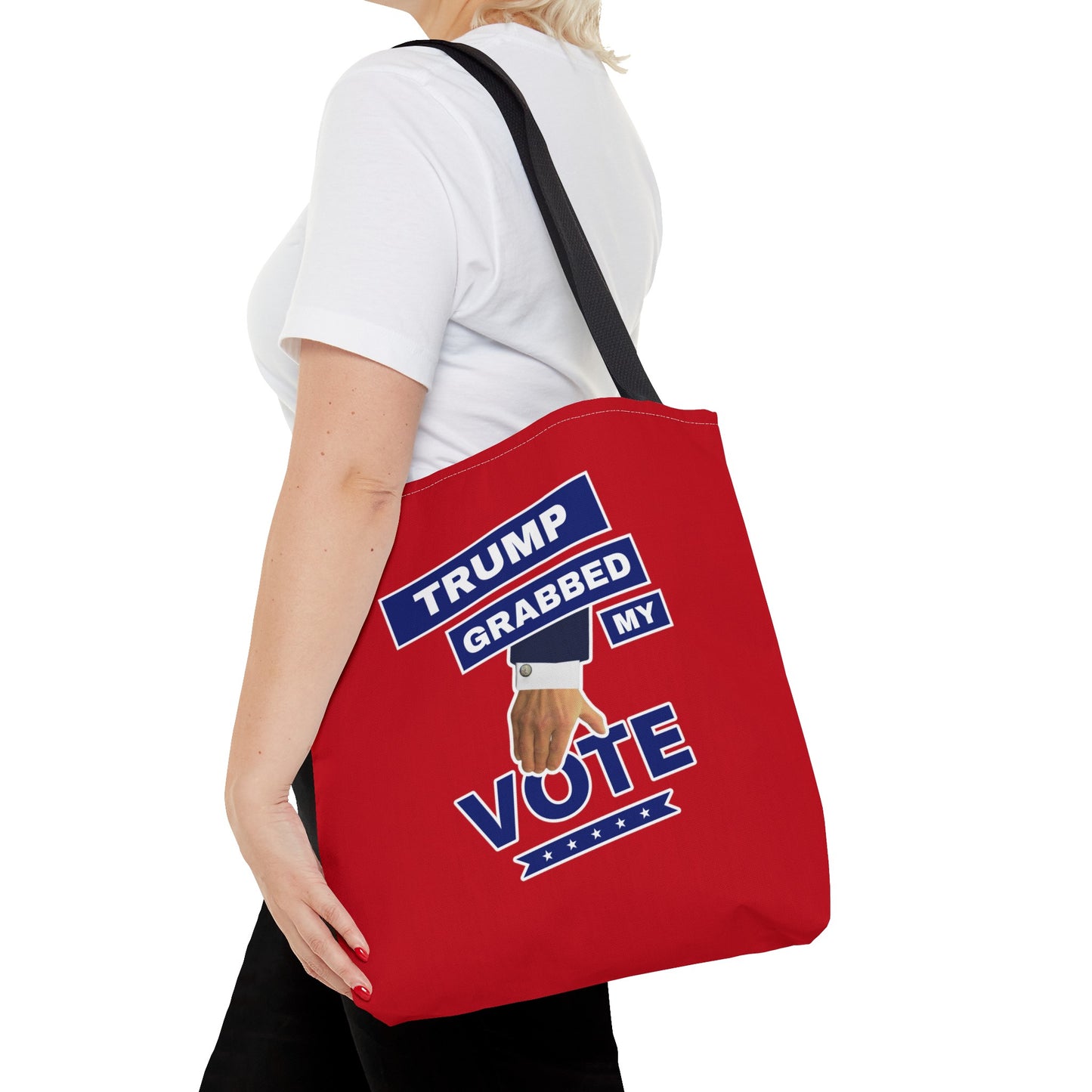 "Trump Grabbed My Vote" Rally Tote Bag, Patriot Red, 16"x16"